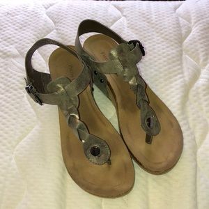 Silver braided wedges